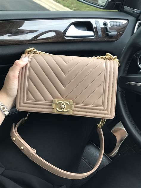 chanel chevron boy bag beige|Chanel boy bag for sale.